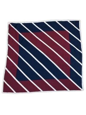 Diagonal striped burgundy, navy blue and cream square silk scarf